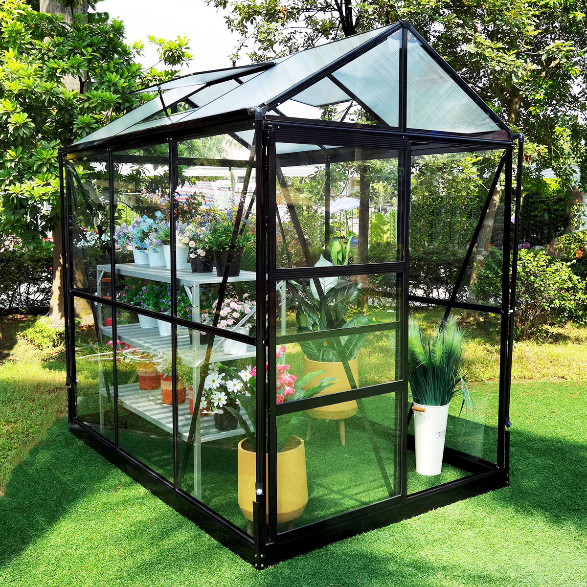 Växthus Metalcraft 3,5 kvm Svart Rektangulär
