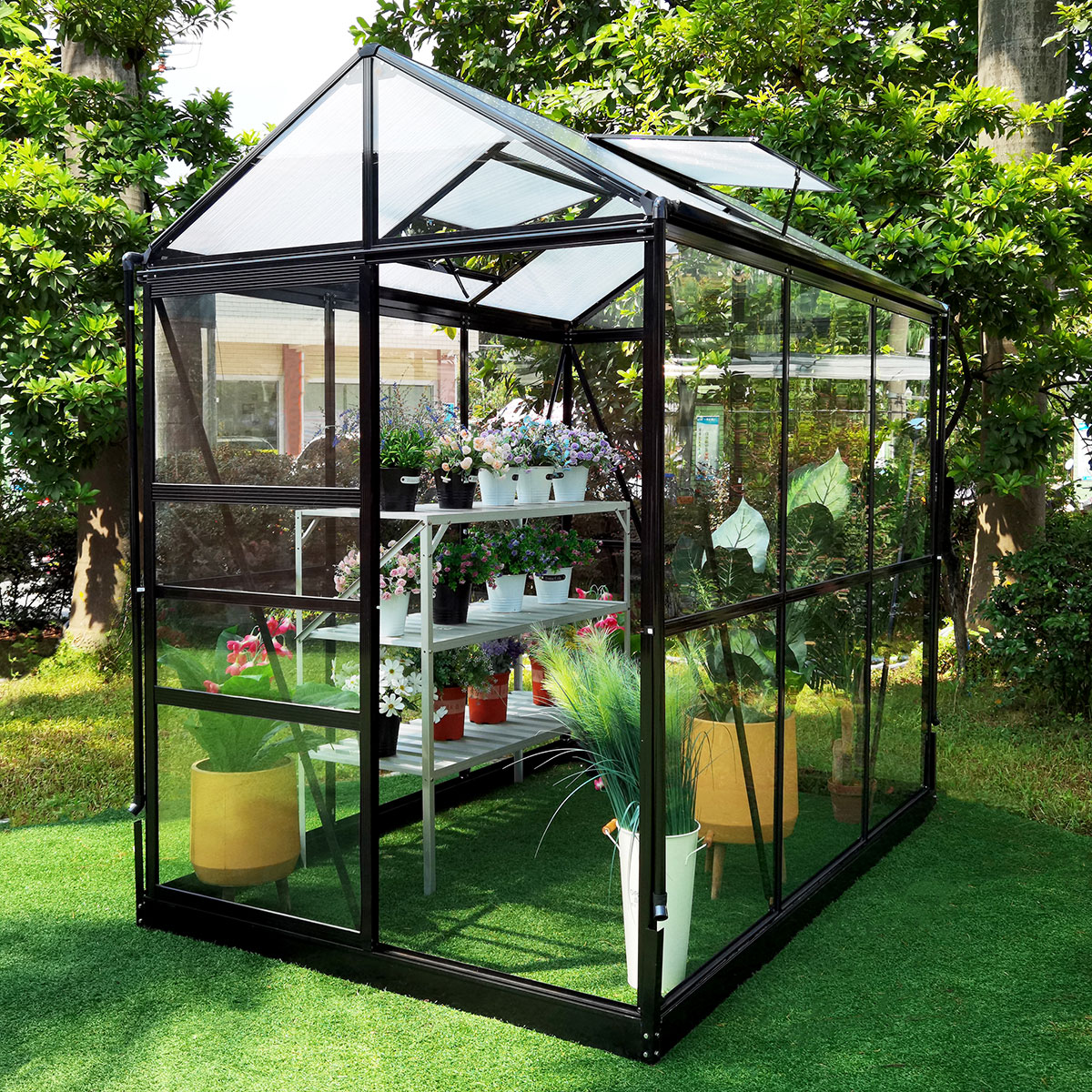 Växthus Metalcraft 3,5 kvm Svart Rektangulär