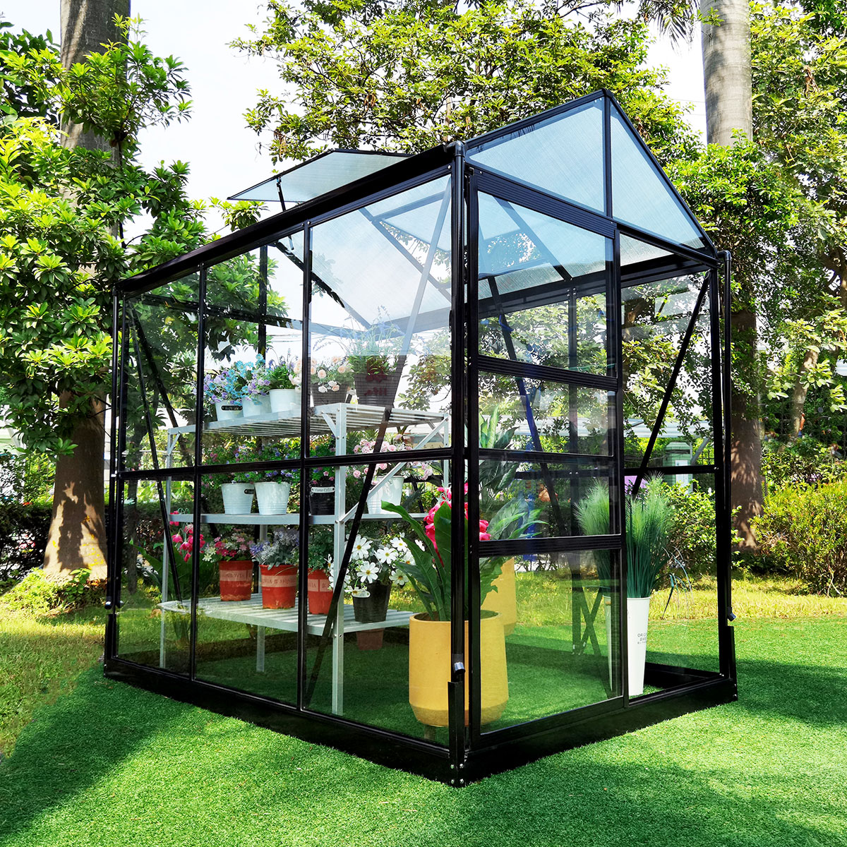 Växthus Metalcraft 3,5 kvm Svart Rektangulär