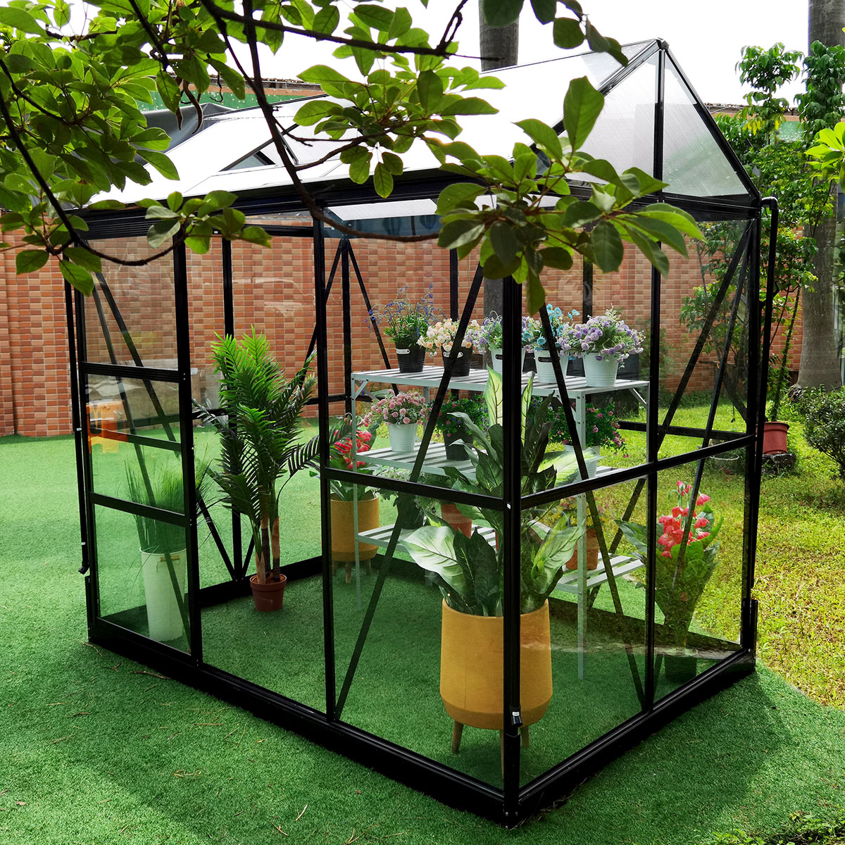 Växthus Metalcraft 3,5 kvm Svart Rektangulär