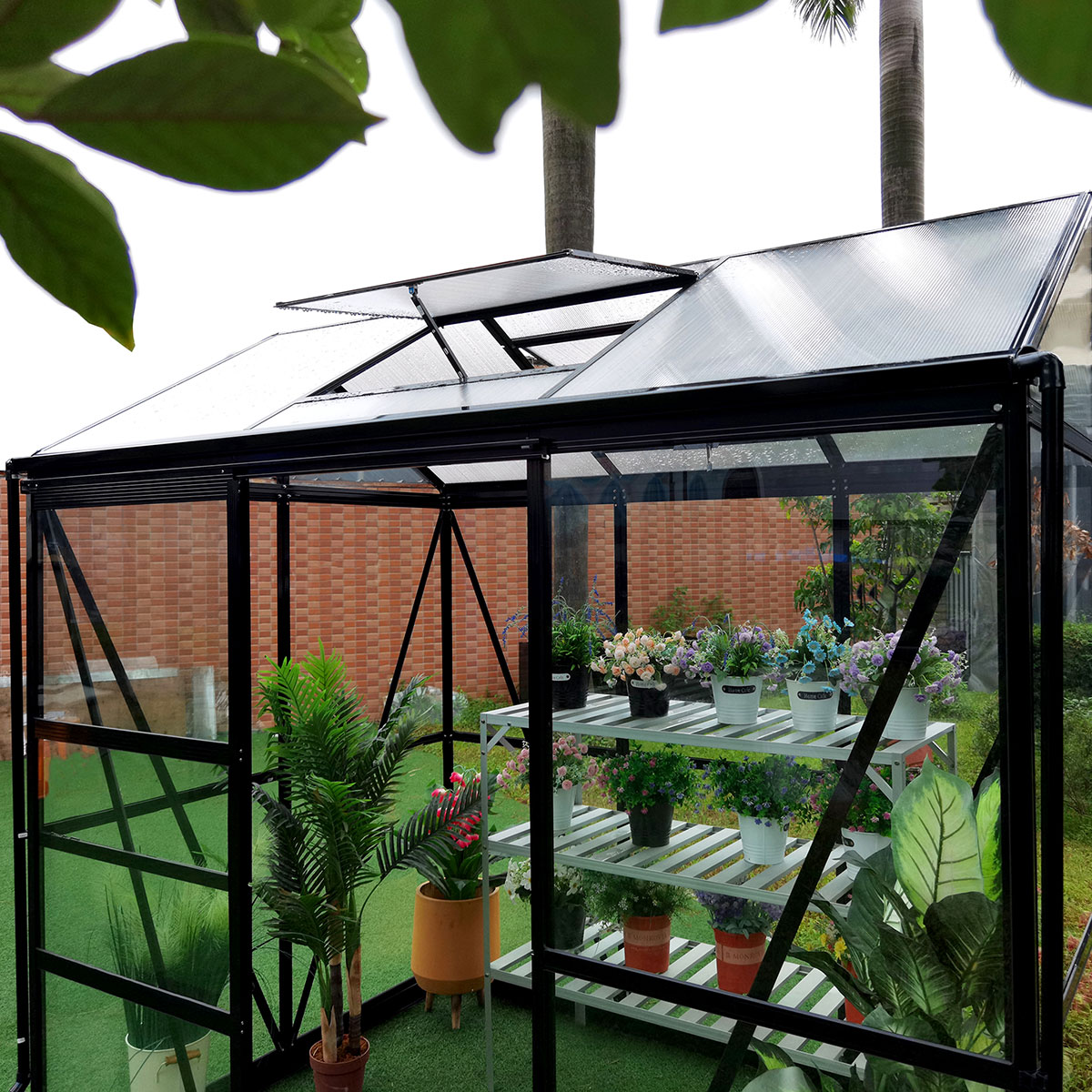 Växthus Metalcraft 3,5 kvm Svart Rektangulär