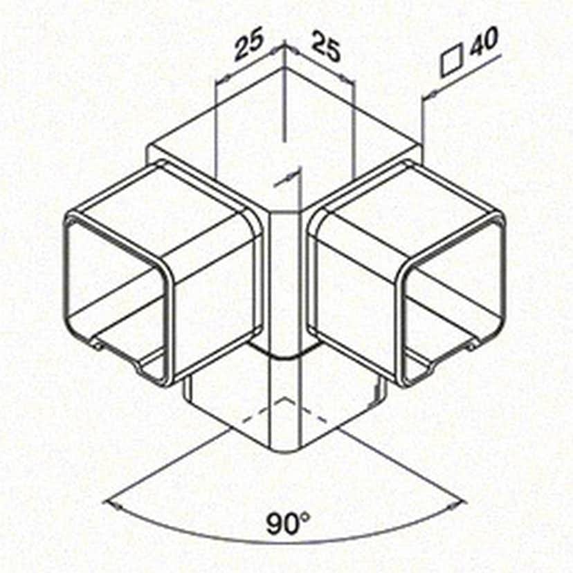 Koppling Herrljunga Ledstångsfabrik 90° 3-väg Utomhus
