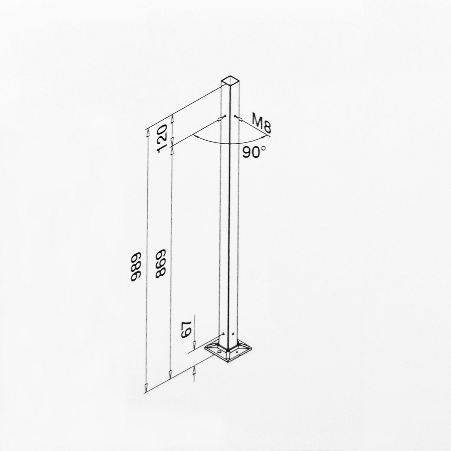 Räckesstolpe Herrljunga Ledstångsfabrik Fyrkantig Hörn Utomhus