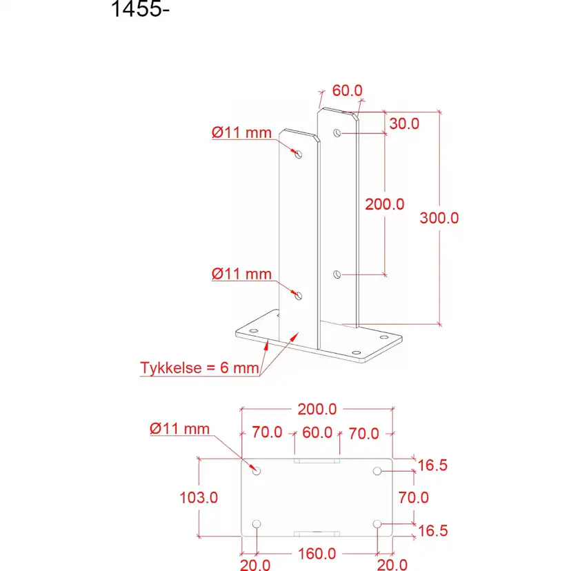 U-Stolpfot PLUS inkl. Skruv Längd: 30 cm