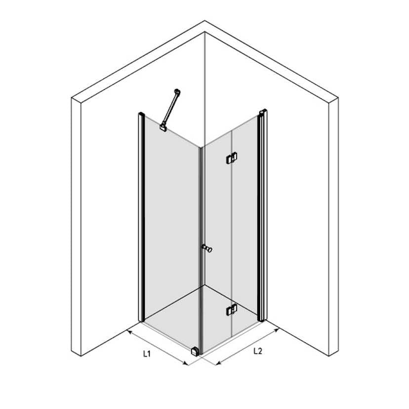 Duschhörn Hietakari Classic 147 Fast Vägg och Vikbar Dörr