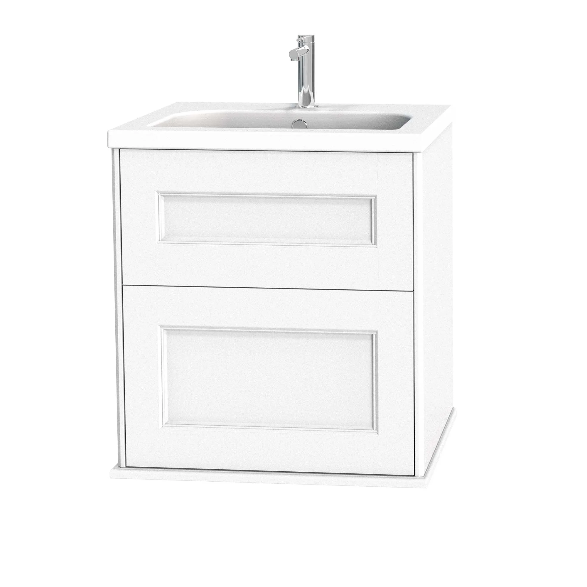 Tvättställsskåp Miller Badrum Kensington 60 med Lådor Vägghängd för Heltäckande Tvättställ