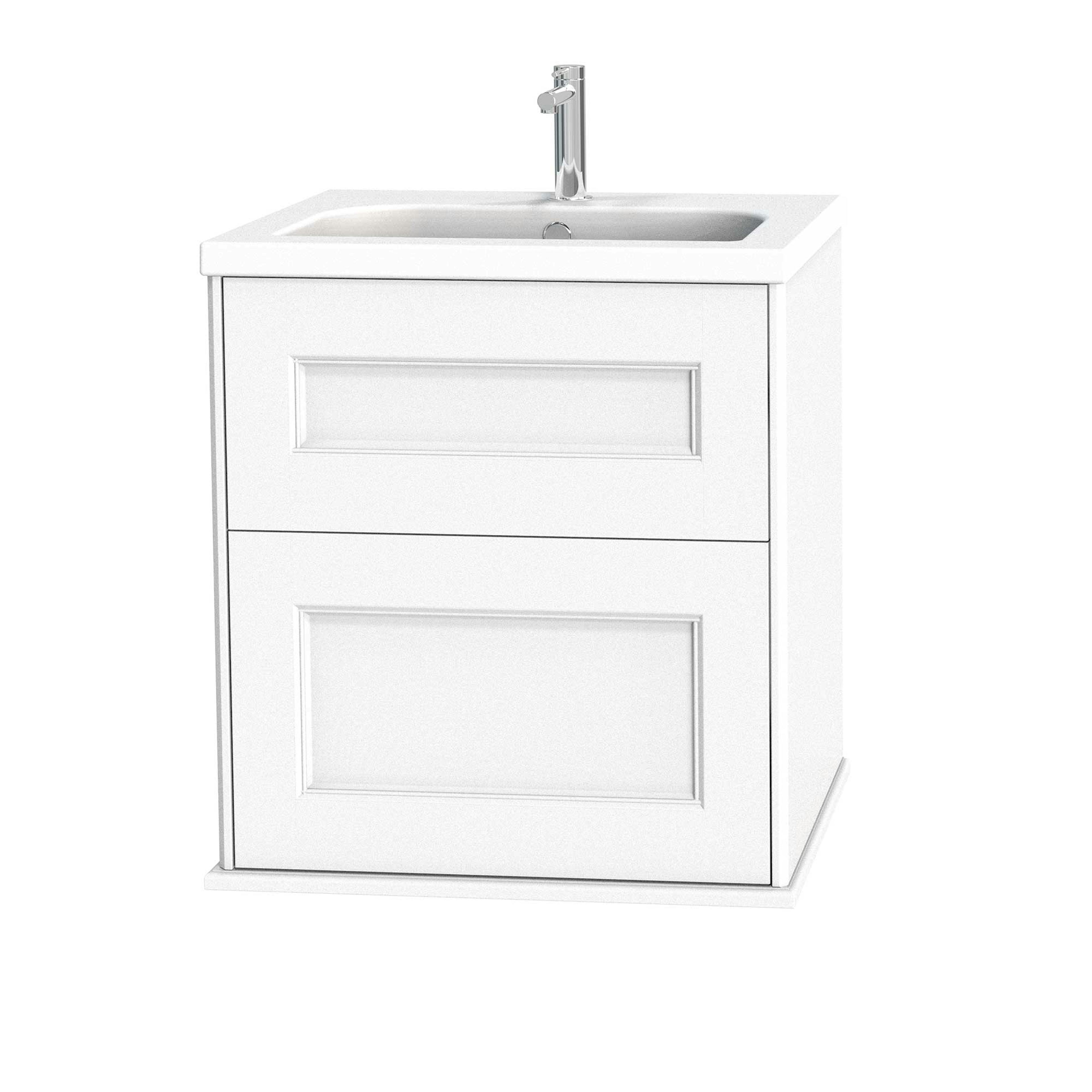 Tvättställsskåp Miller Badrum Kensington 60 med Lådor Vägghängd för Heltäckande Tvättställ