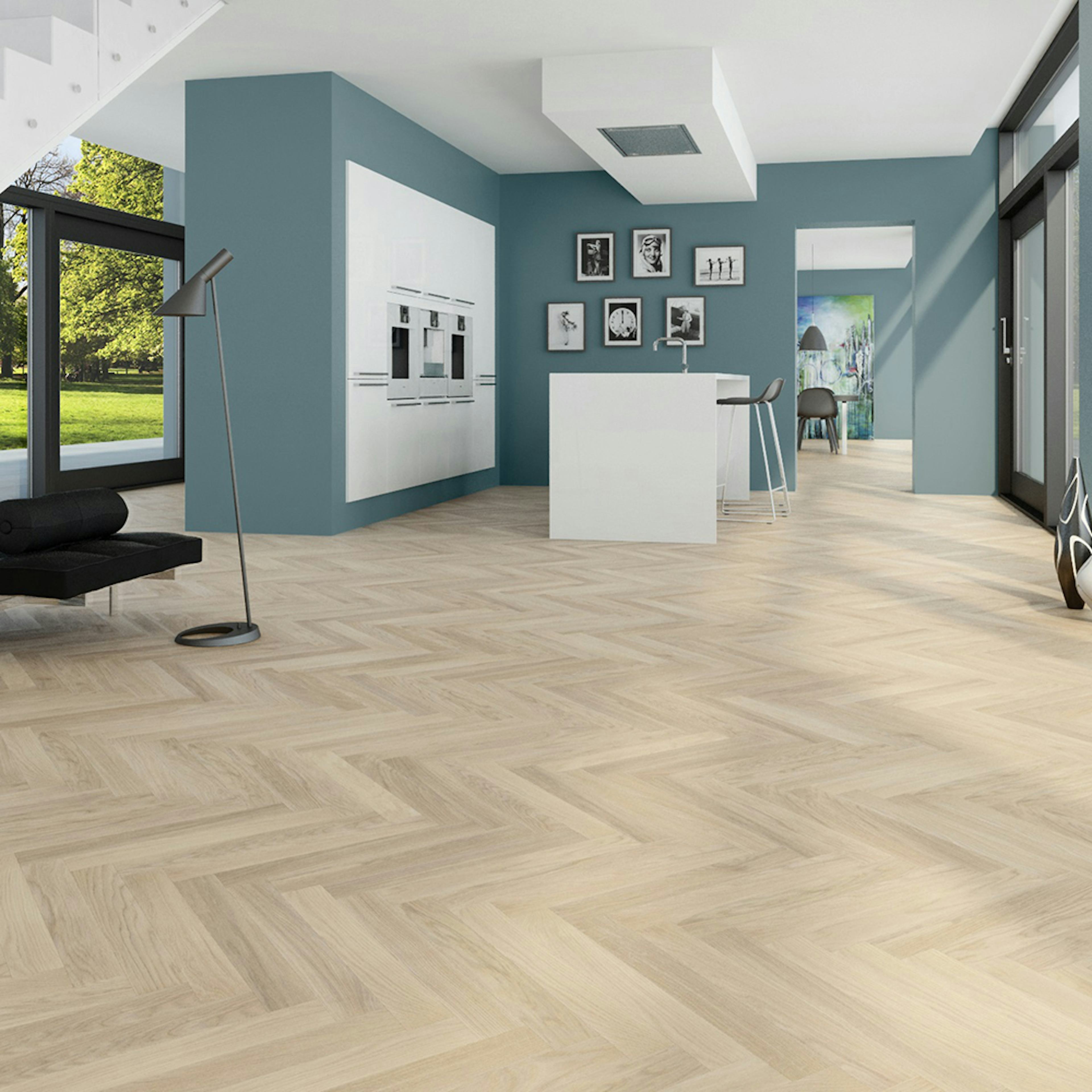 Parkettgolv Moland Oxford Vitoljad, Trä/Natur Fiskbensparkett