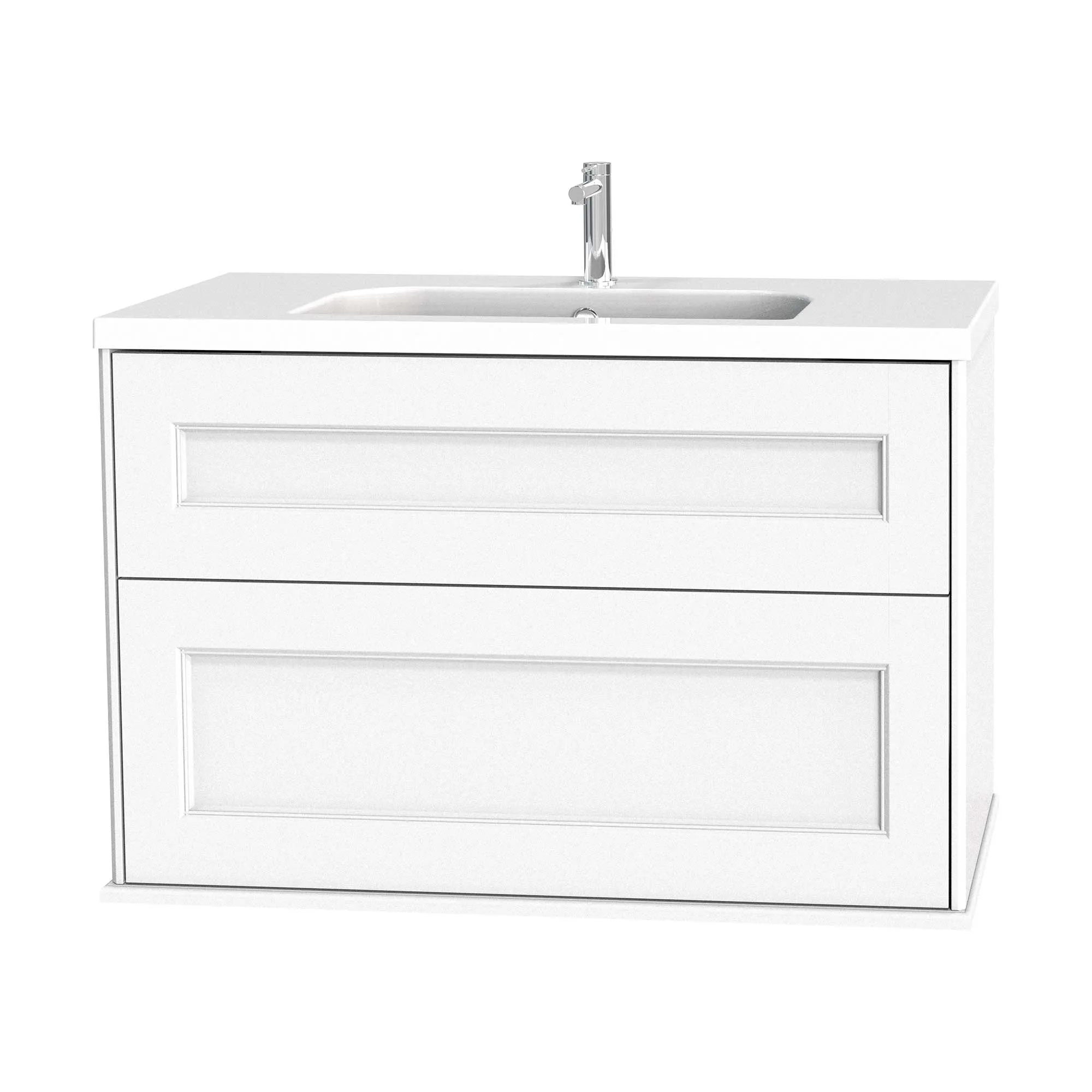 Tvättställsskåp Miller Badrum Kensington 100 med Lådor Vägghängd för Heltäckande Tvättställ