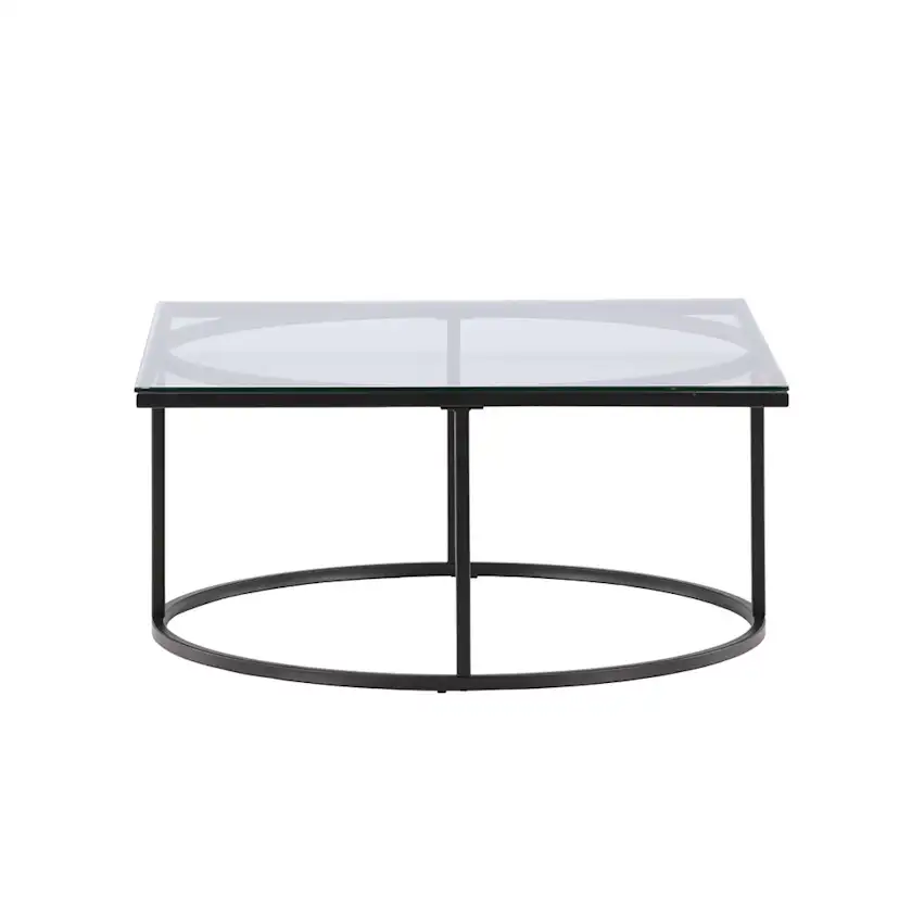 Soffbord furniture/fashion Skanör Rektangulärt Vardagsrumsbord i Glas/Stål 90x90cm