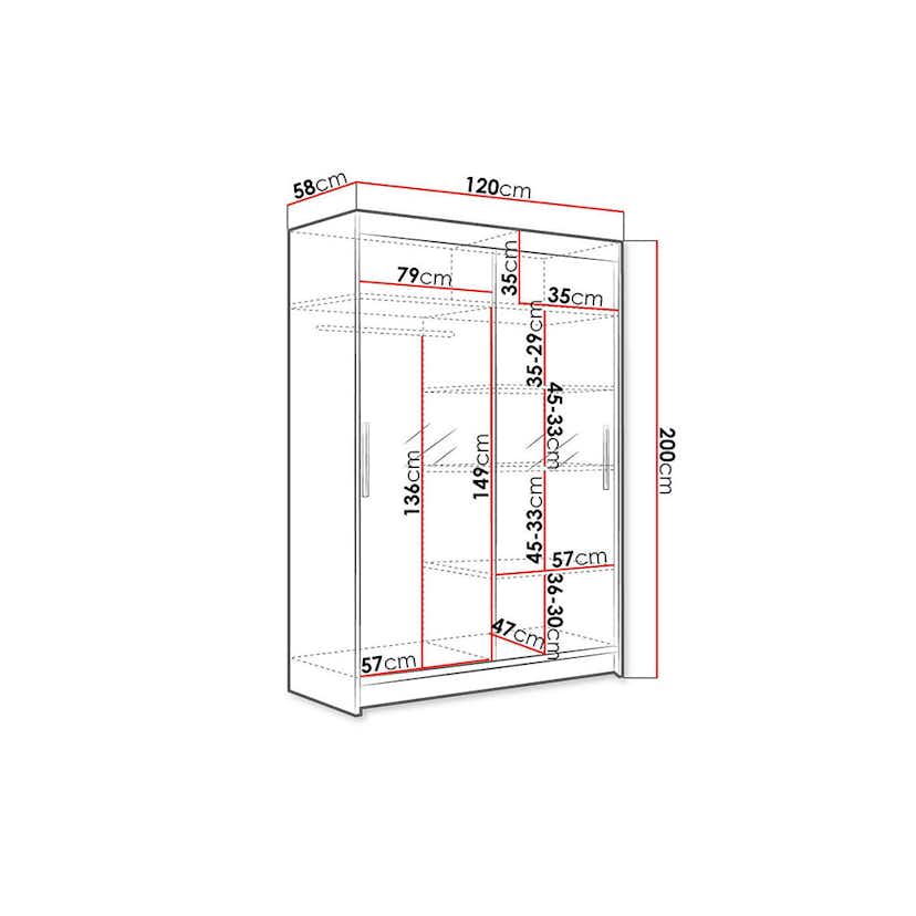 Garderob Scandinavian Choice Estella med Skjutdörrar och Speglar