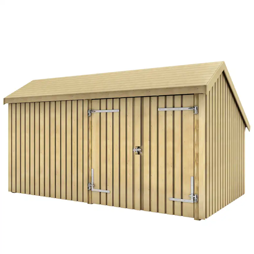 Multi Trädgårdshus 10,5 m² - 2 moduler med dubbeldörr och stängd framsida
