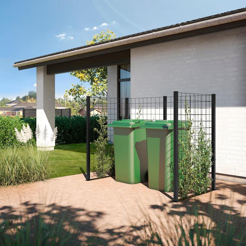 Avfallsskjul PLUS Stålspaljér 193,5x99x147 cm Svart