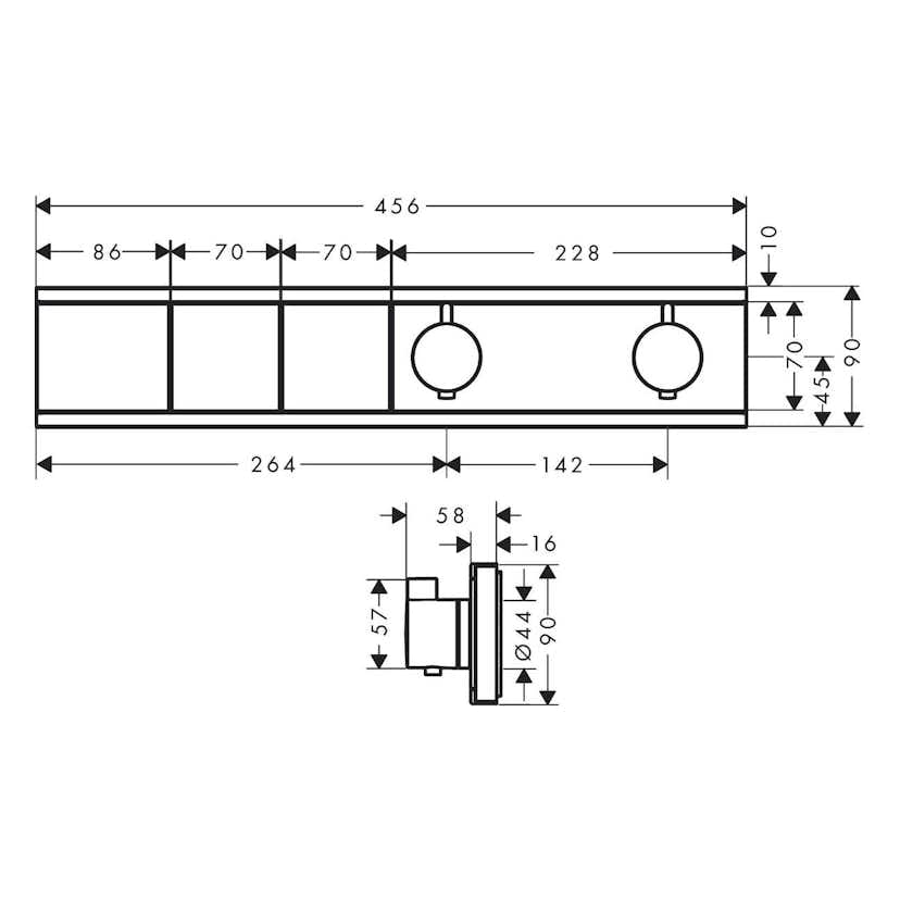 Termostat Hansgrohe RainSelect för Inbyggnad 2 Funktioner