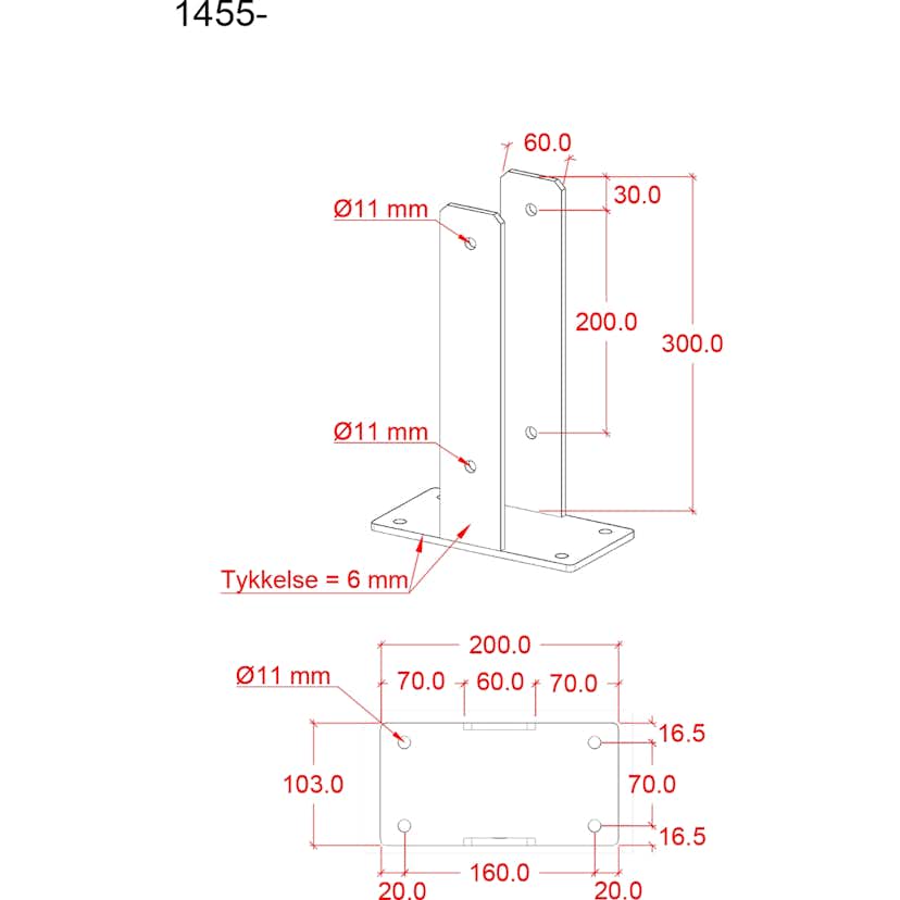 U-stolparfot PLUS för fundament - För stolpar 9x9 cm - höjd 30 cm