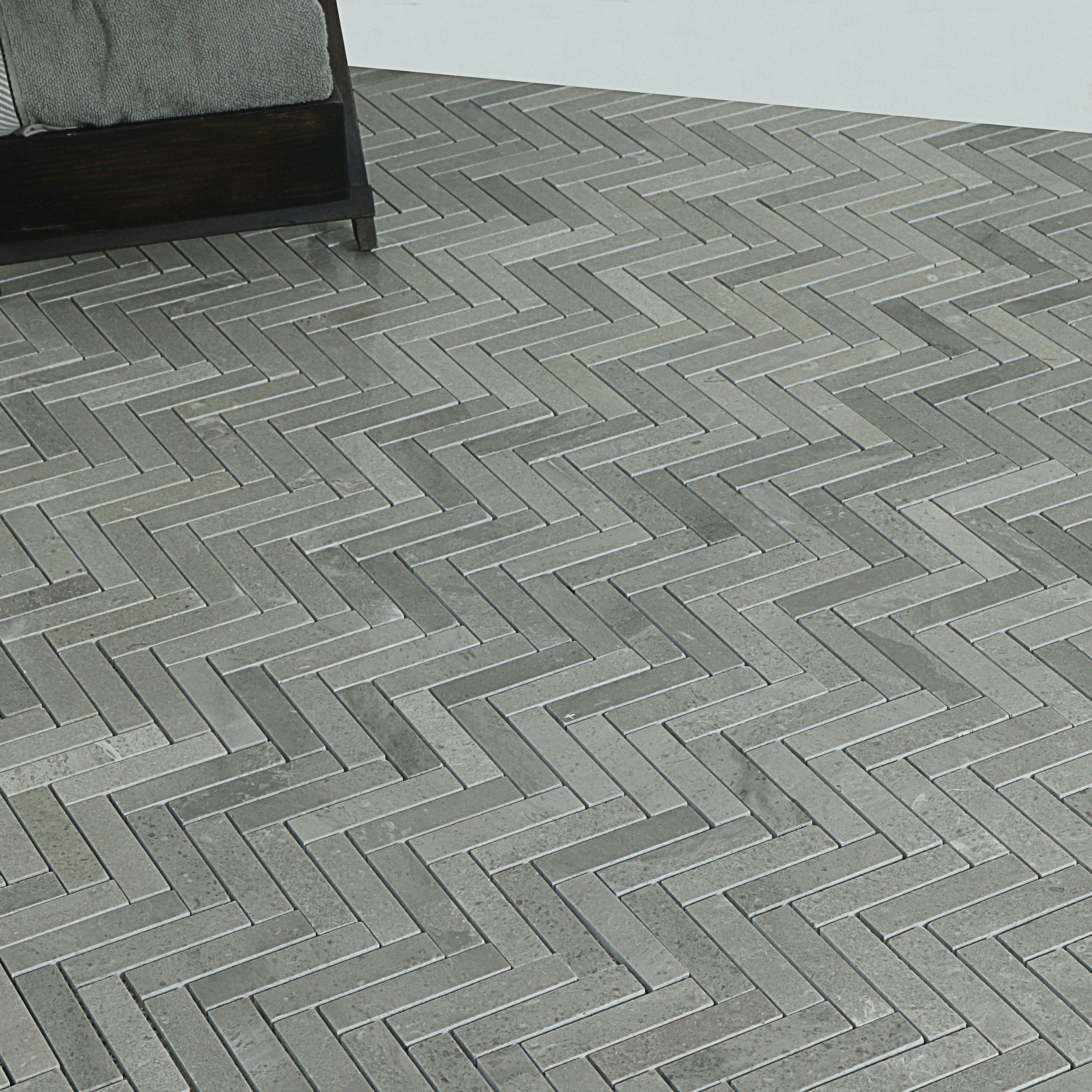 Mosaik Tenfors Marmor Fishbone Stone Grey 2x10 cm
