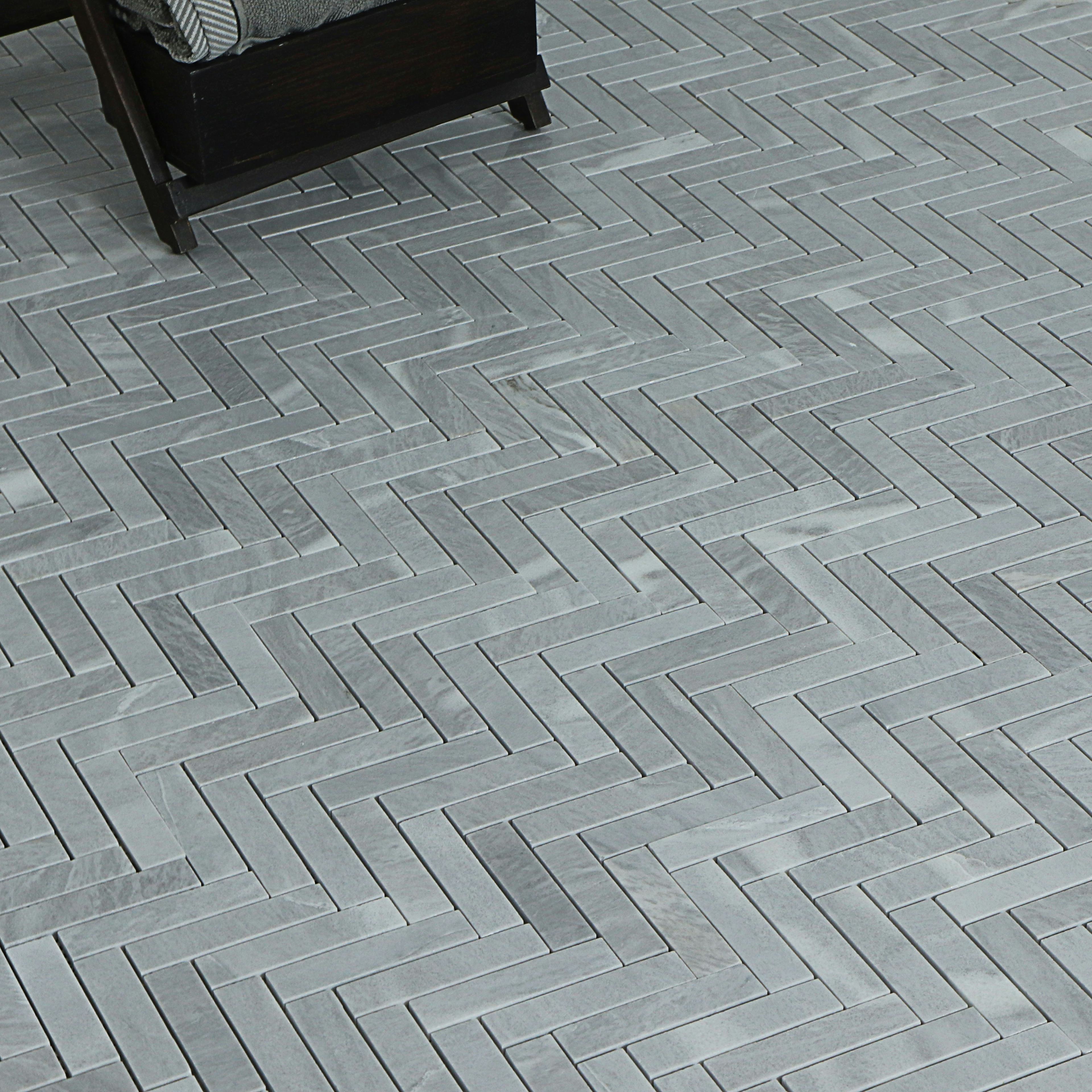 Mosaik Tenfors Marmor Fishbone Light Grey 2x10 cm