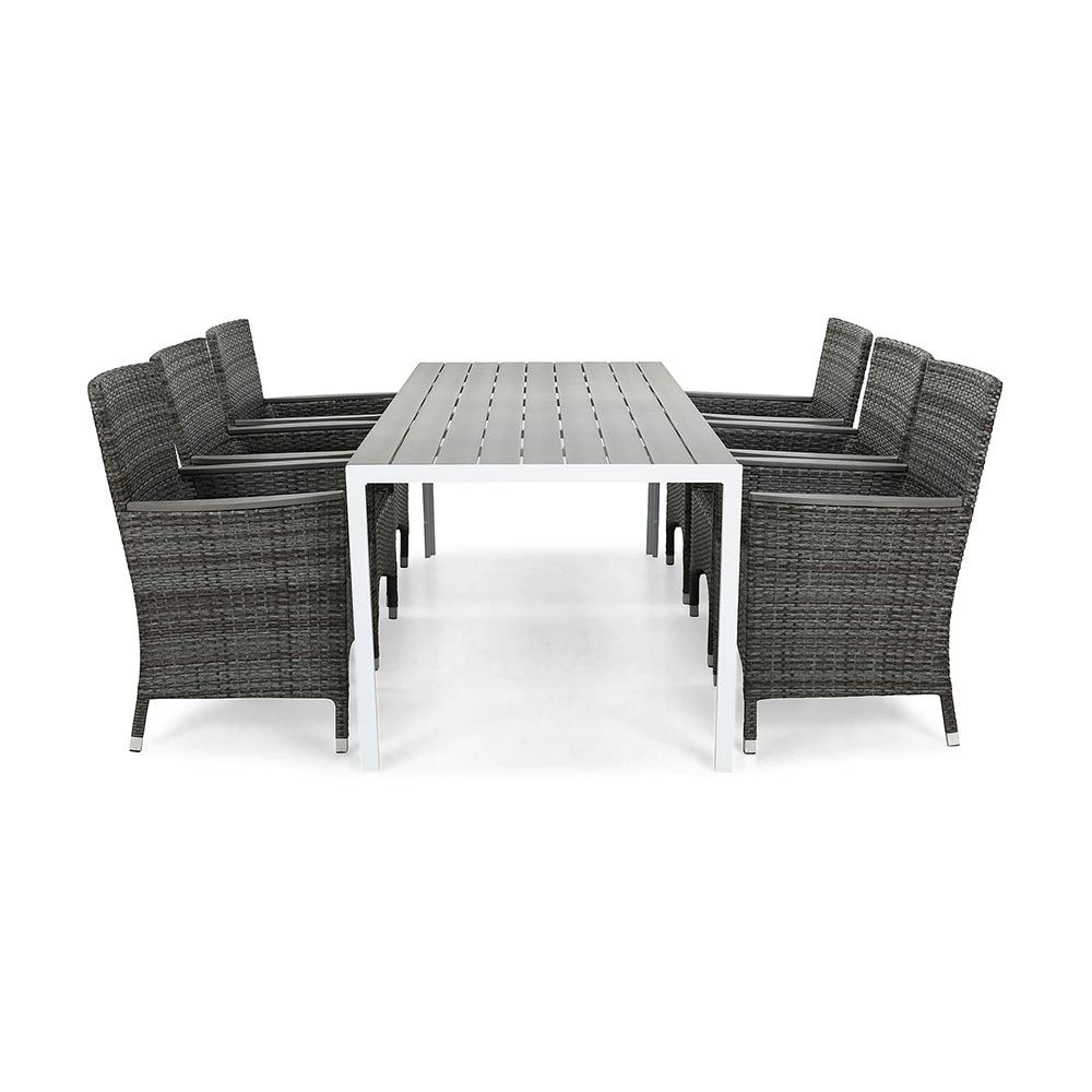 Matgrupp Utomhus deNoord Tunis med 6 Thor Utefåtölj Lyx med Armstöd