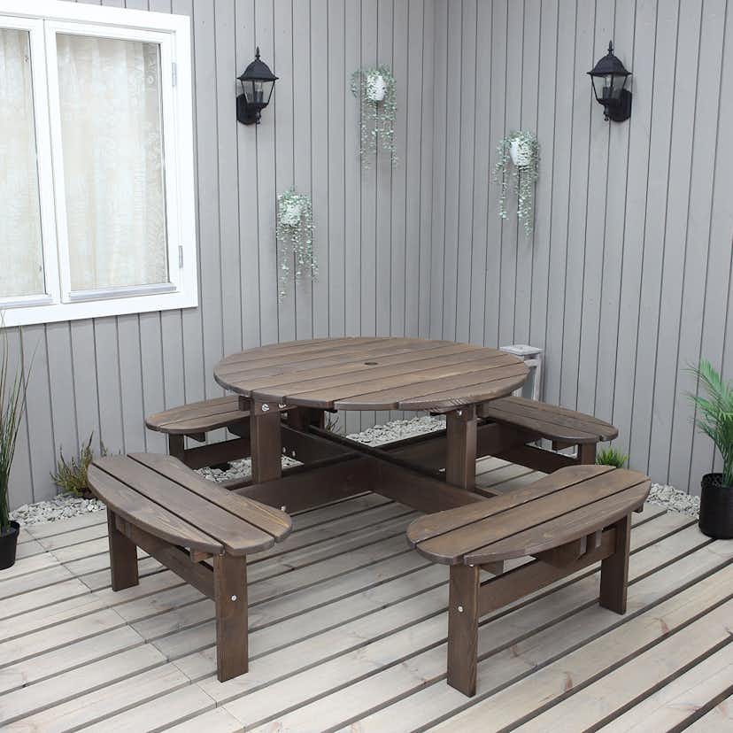 Picknickbord Baltic Garden Rondo Picnic, Robust Bänkbord med 8 Sittplatser