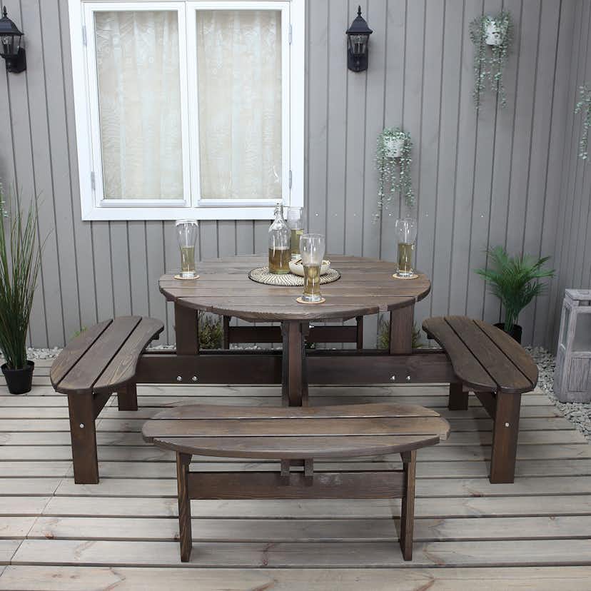 Picknickbord Baltic Garden Rondo Picnic, Robust Bänkbord med 8 Sittplatser
