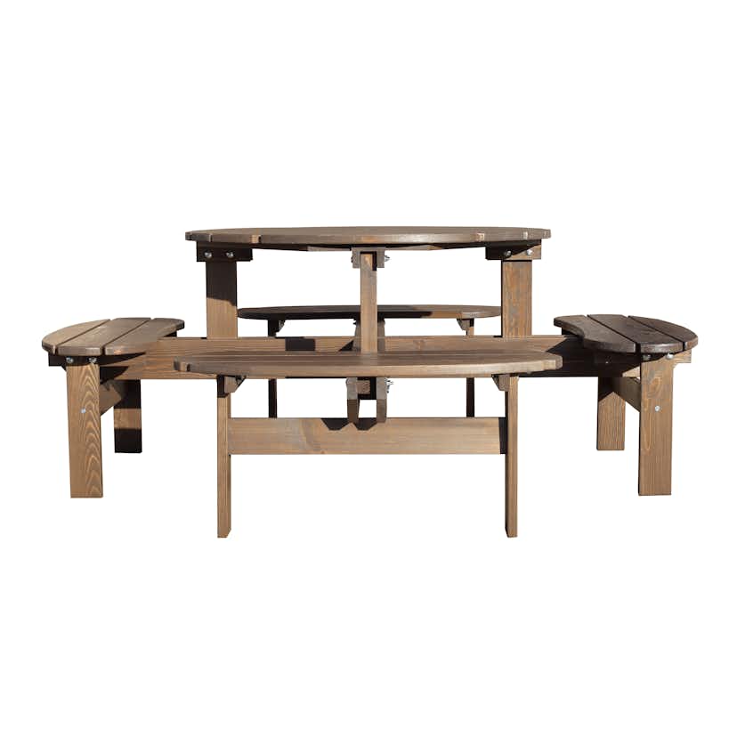 Picknickbord Baltic Garden Rondo Picnic, Robust Bänkbord med 8 Sittplatser