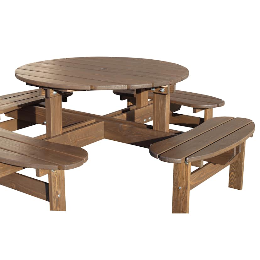 Picknickbord Baltic Garden Rondo Picnic, Robust Bänkbord med 8 Sittplatser