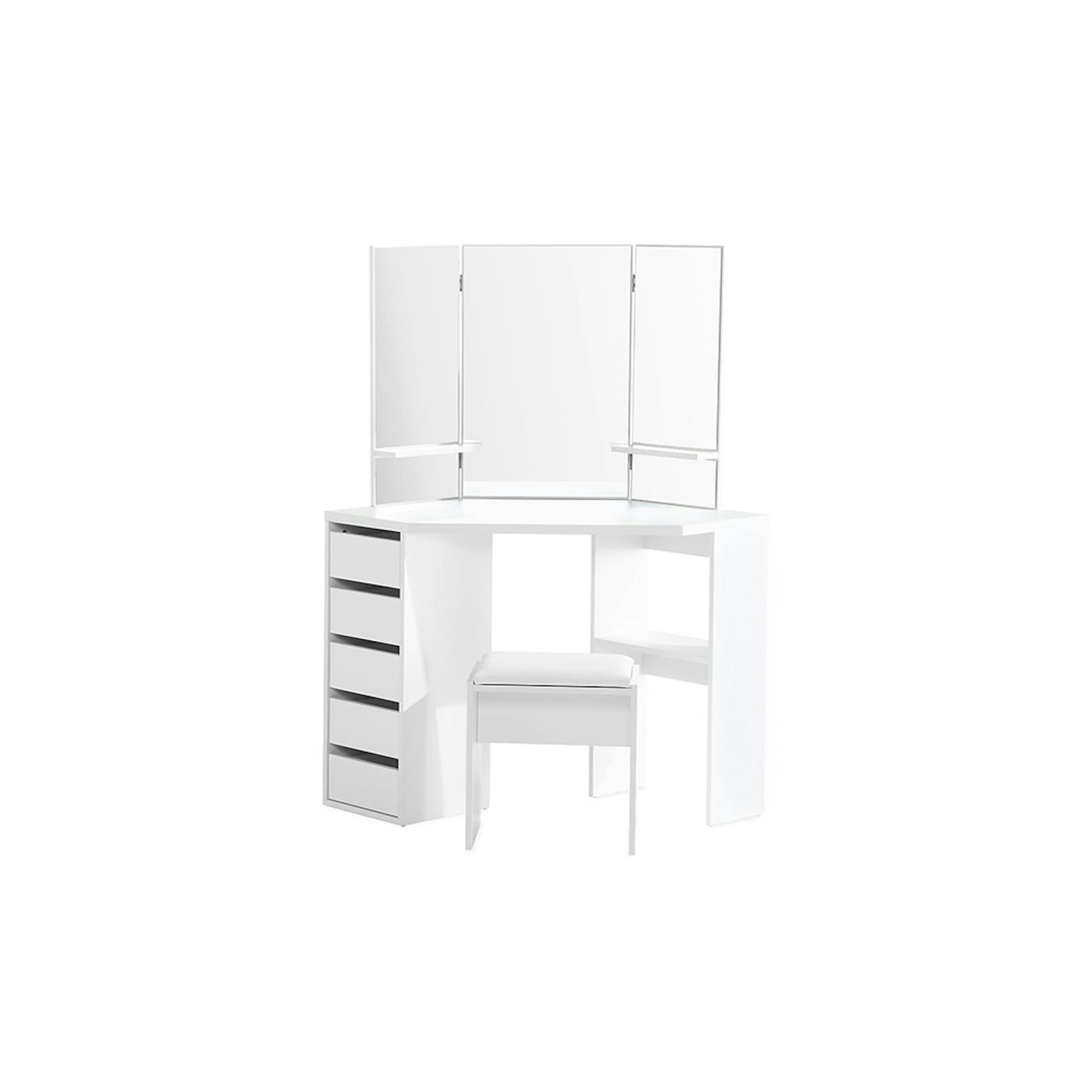 Sminkbord In Living Hidingsta med Spegel, Lådor & Pall