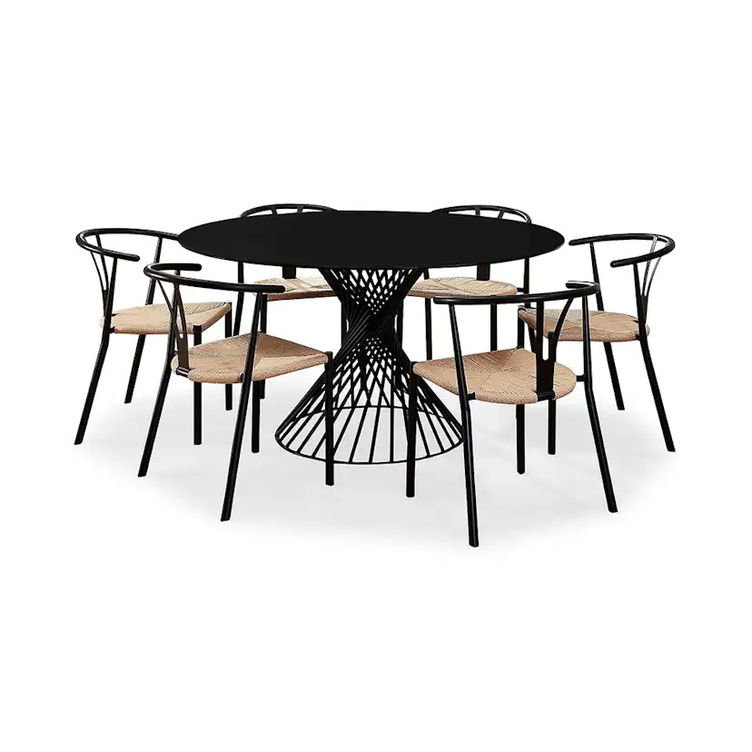 Matgrupp In Living Iggy Glas med 6 Elysia Matstolar