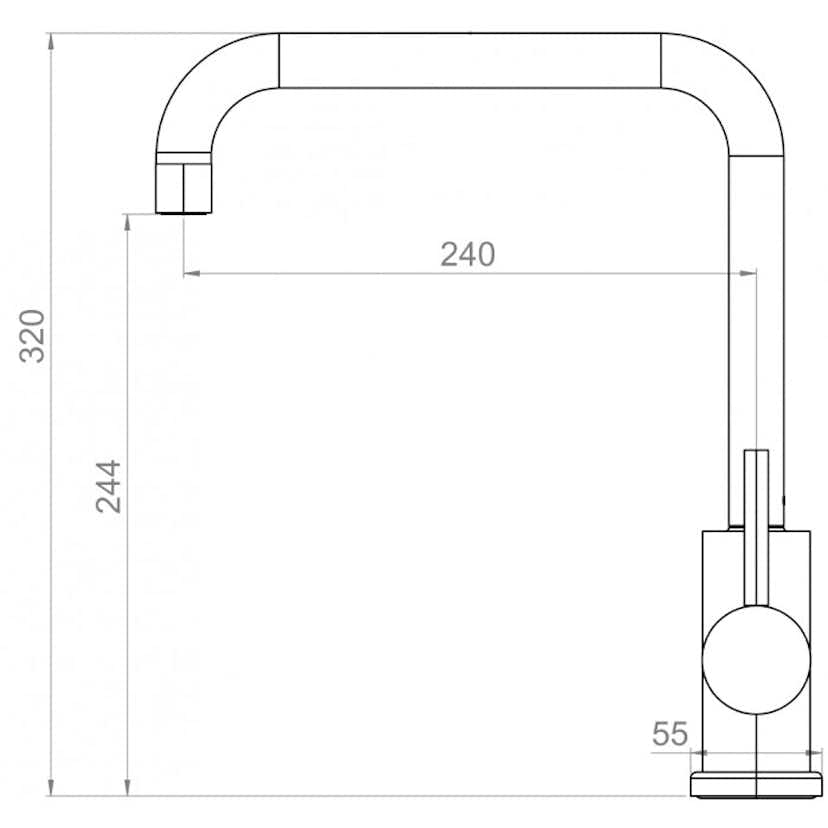 Köksblandare Strand Stainless Solid SO-1008E Rostfri Engreppsblandare Svängbar Pip