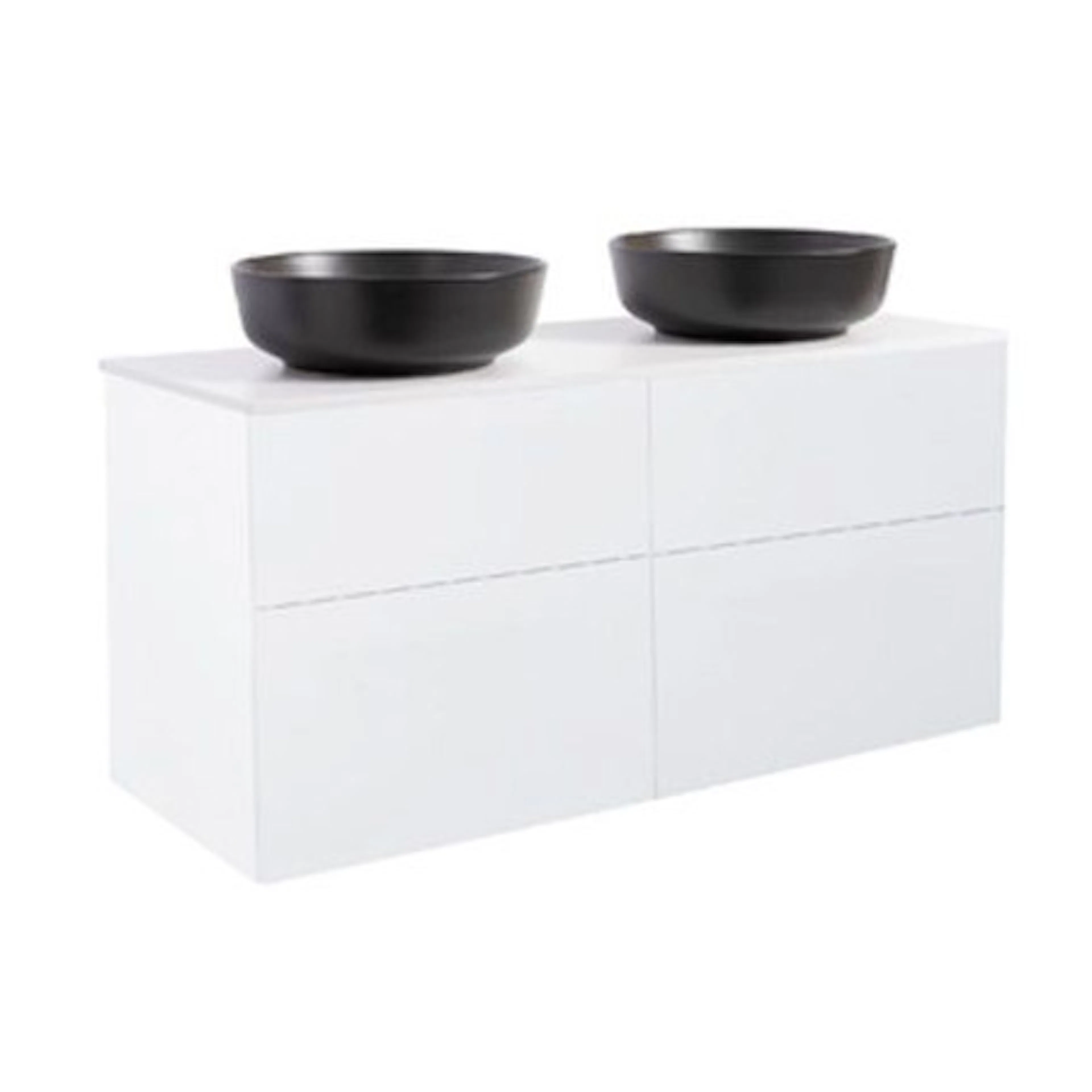 Tvättställsskåp Alterna Isella 120 Dubbelt med Bänkskiva Kvartskomposit och Runt Tvättställ