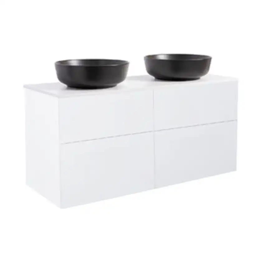 Tvättställsskåp Alterna Isella 120 Dubbelt med Bänkskiva Kvartskomposit och Runt Tvättställ