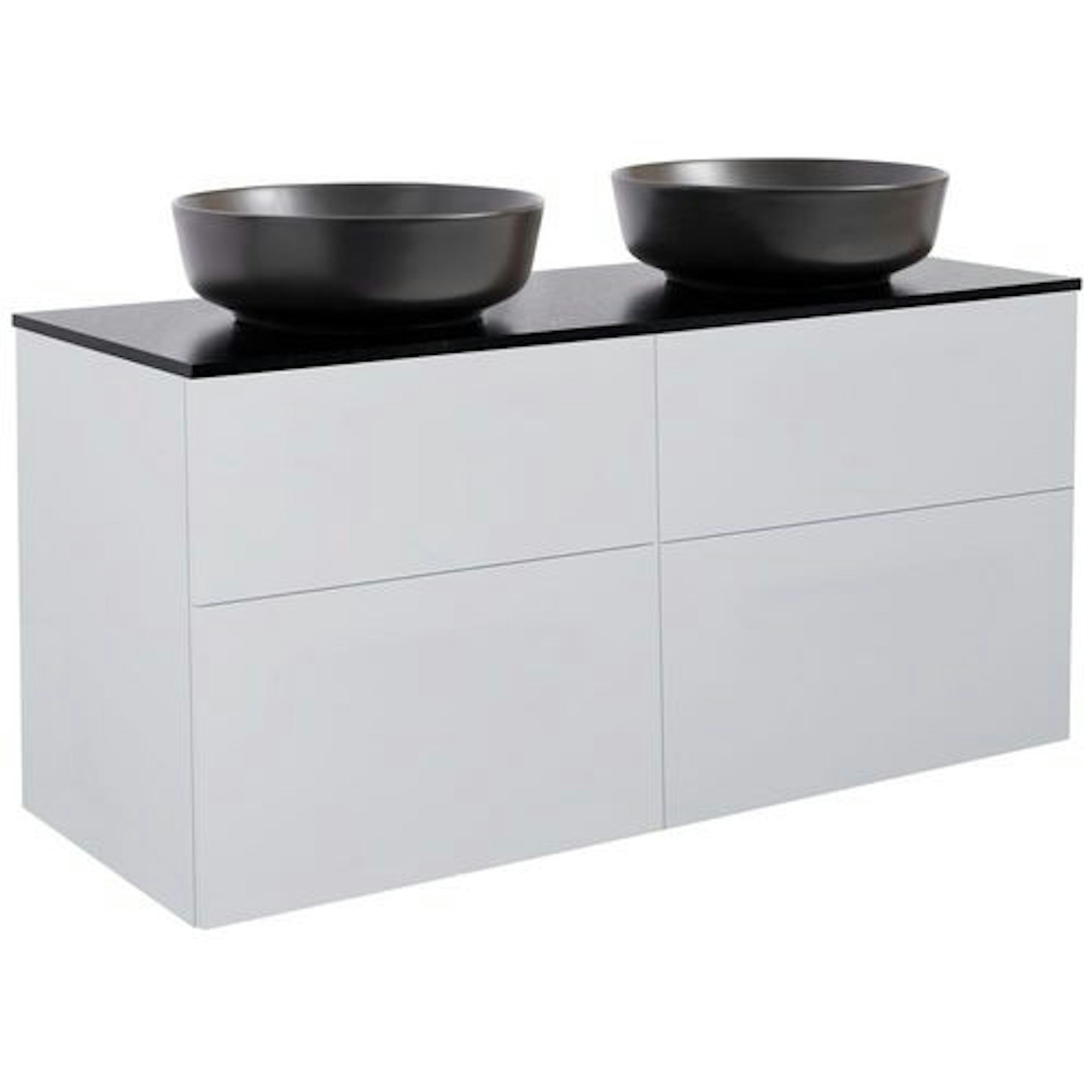 Tvättställsskåp Alterna Isella 120 Dubbelt med Bänkskiva Kvartskomposit och Runt Tvättställ