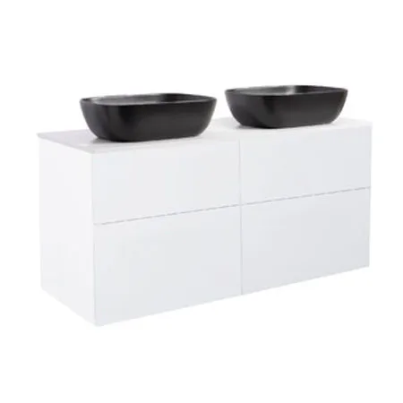 Tvättställsskåp Alterna Isella 120 Dubbelt med Bänkskiva Kvartskomposit och Rektangulärt Tvättställ