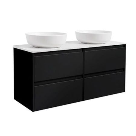 Tvättställsskåp Alterna Luxor 120 Dubbelt med Bänkskiva Kvartskomposit och Runt Tvättställ