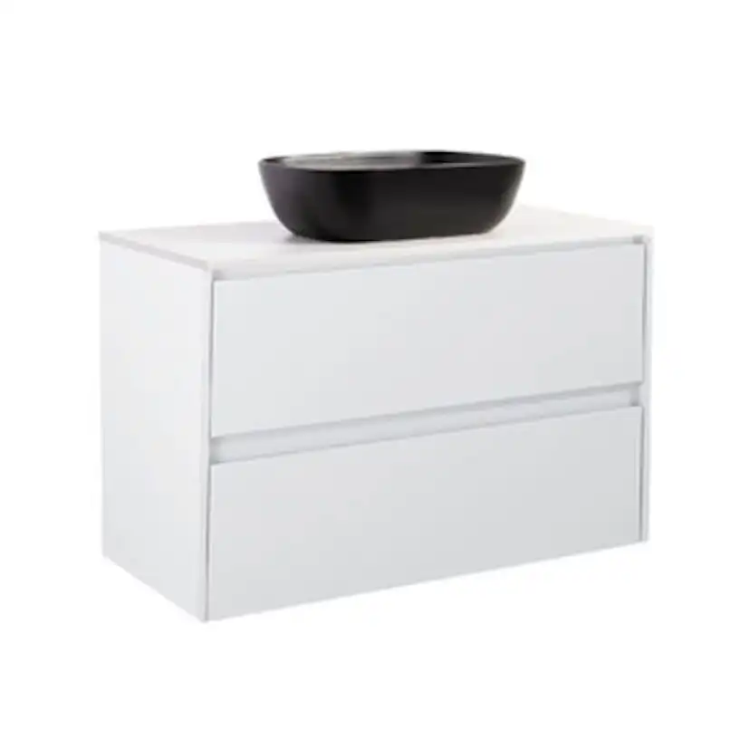 Tvättställsskåp Alterna Luxor med Bänkskiva Kvartskomposit och Rektangulärt Tvättställ