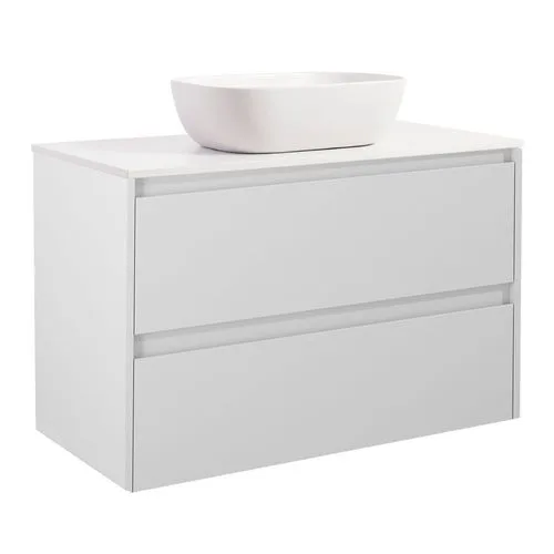 Tvättställsskåp Alterna Luxor med Bänkskiva Kvartskomposit och Rektangulärt Tvättställ