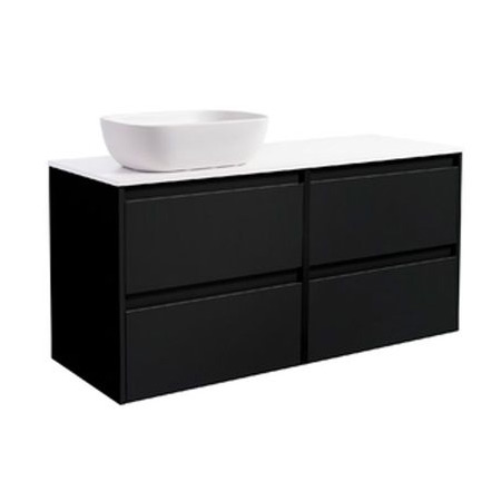 Tvättställsskåp Alterna Luxor 120 med Bänkskiva Kvartskomposit och Rektangulärt Tvättställ