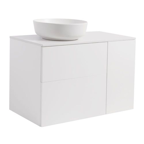 Tvättställsskåp Alterna Isella Tvättkorg med Bänkskiva Kvartskomposit och Runt Tvättställ