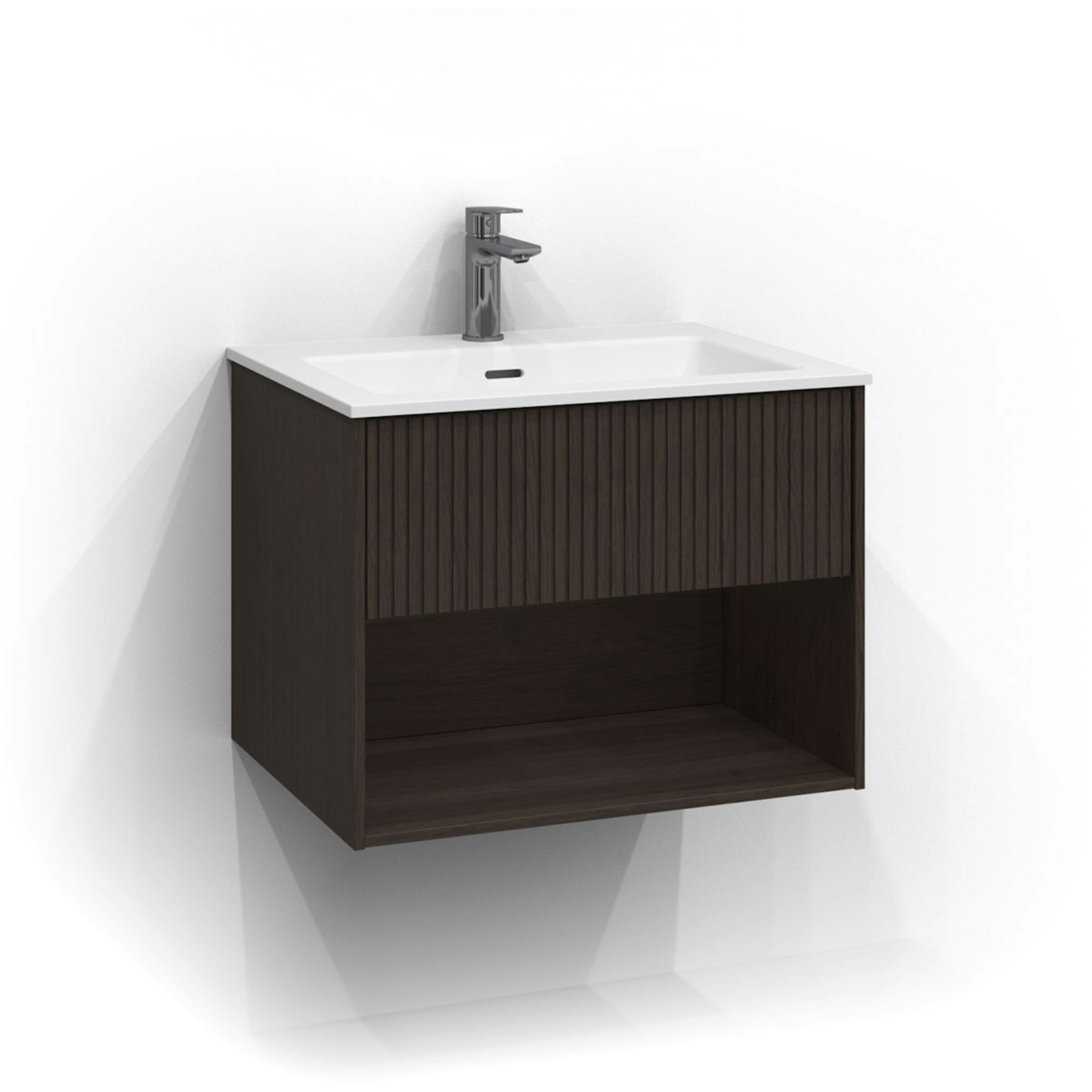 Tvättställsskåp Svedbergs Epos 60x45 med 1 Låda och Öppen Förvaring