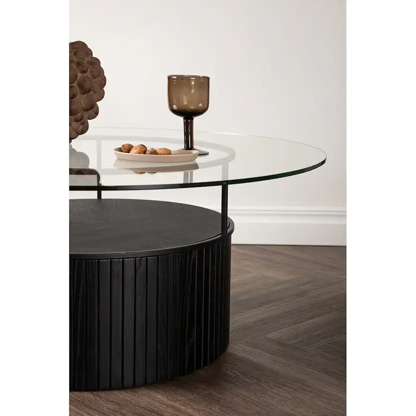 Soffbord Venture Home Bovall Runt Vardagsrumsbord i Svart Ask & Glas