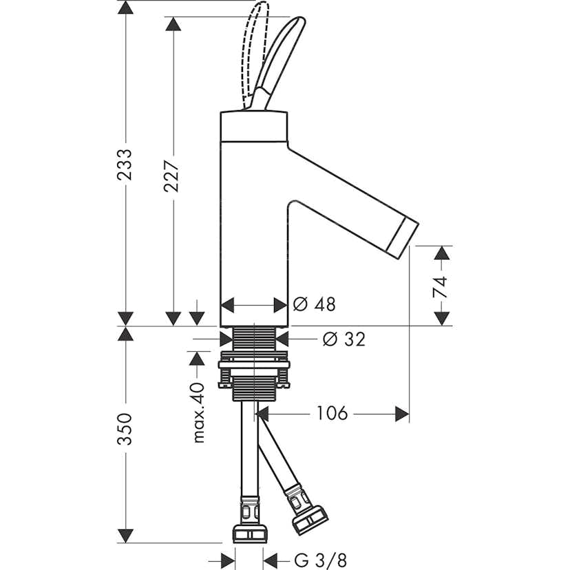 Tvättställsblandare Hansgrohe Axor Starck Classic 70 med Bottenventil