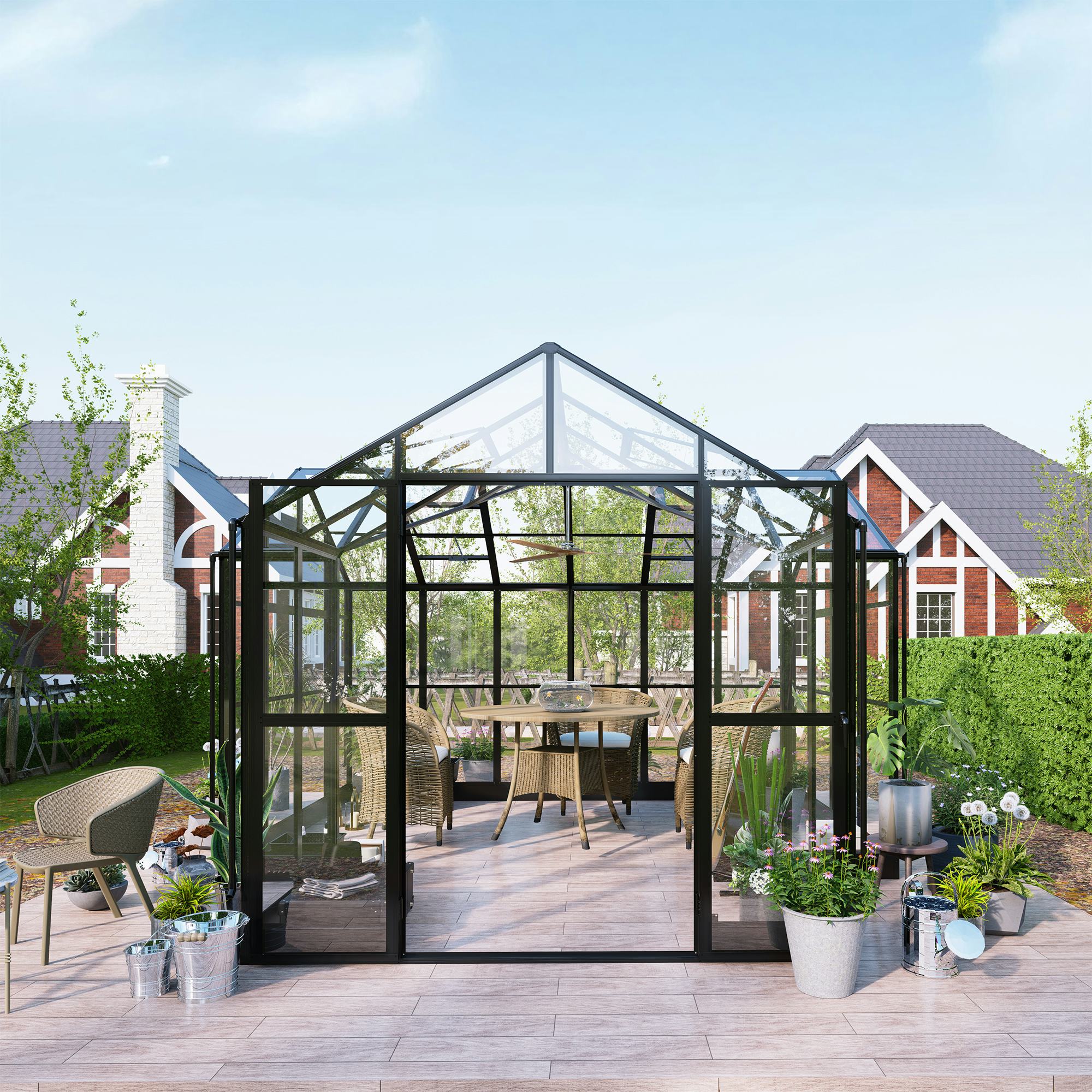 Växthus Metalcraft T-Format 12,4m² 4mm Säkerhetsglas & 6mm Kanalplast