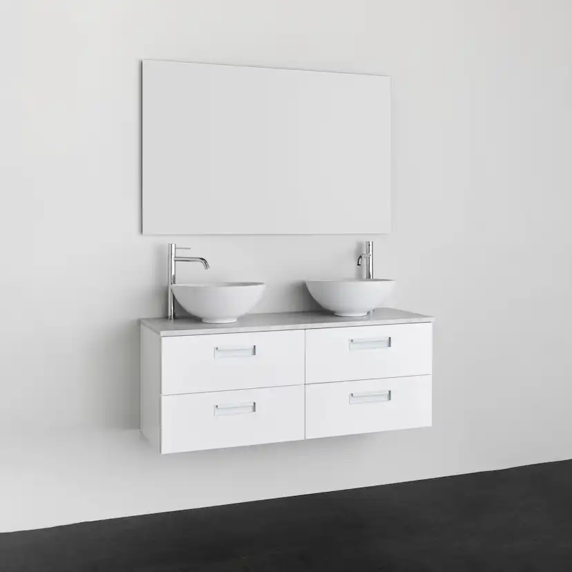 Tvättställsskåp Noro Relounge Vit Med Bänkskiva Ljus Marmor