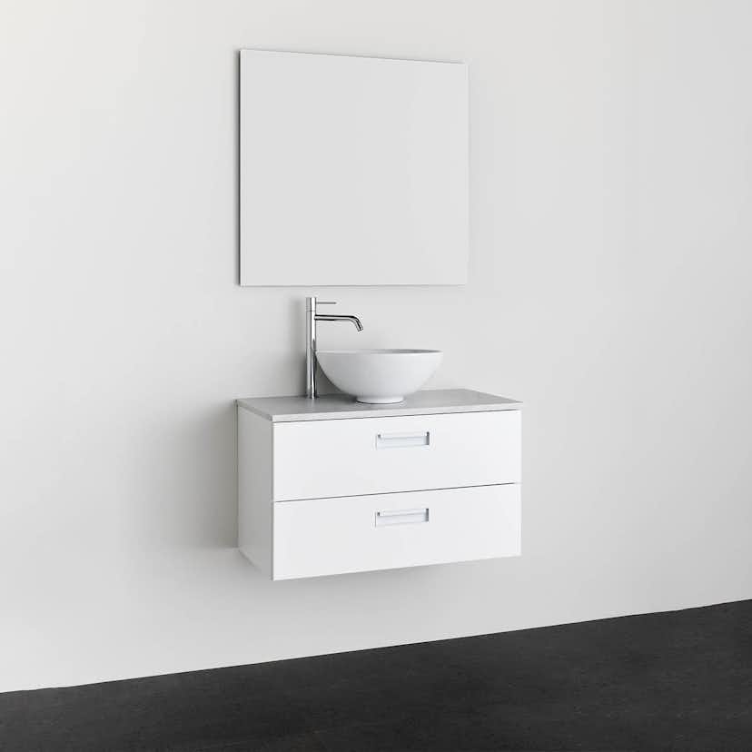 Tvättställsskåp Noro Relounge Vit Med Bänkskiva Ljus Marmor