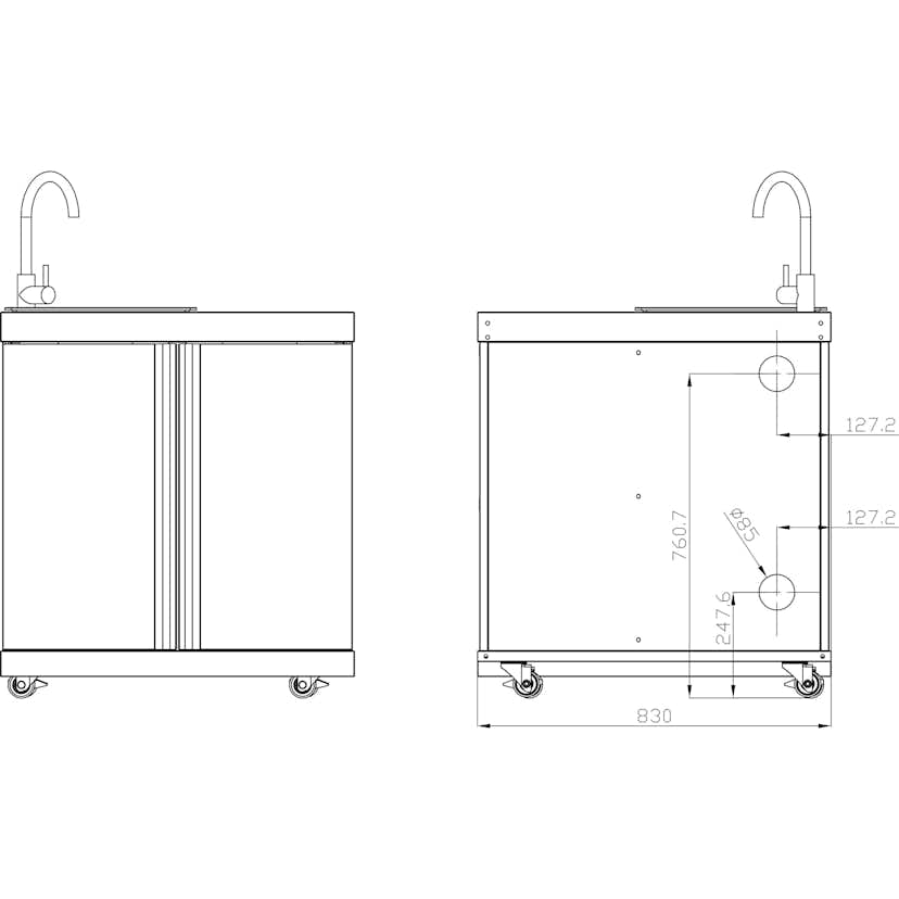 Diskbänk Myoutdoorkitchen Classic Line Stainless 304SS Med Förvaringsskåp