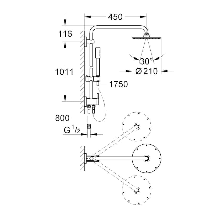 Takduschset Grohe Rainshower 210