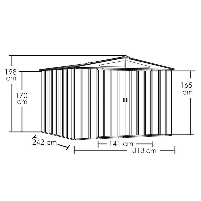 Förråd gop Trenix Antracit 6,9 m² Redskapsbod Byggsats i Stål