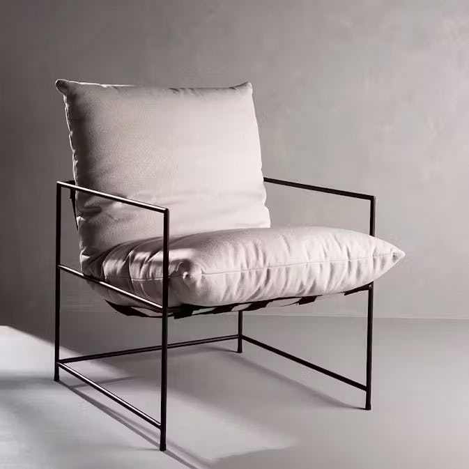Fåtölj Venture Home Sedalia Beige Linne med Svart Minimalistisk Stålstomme