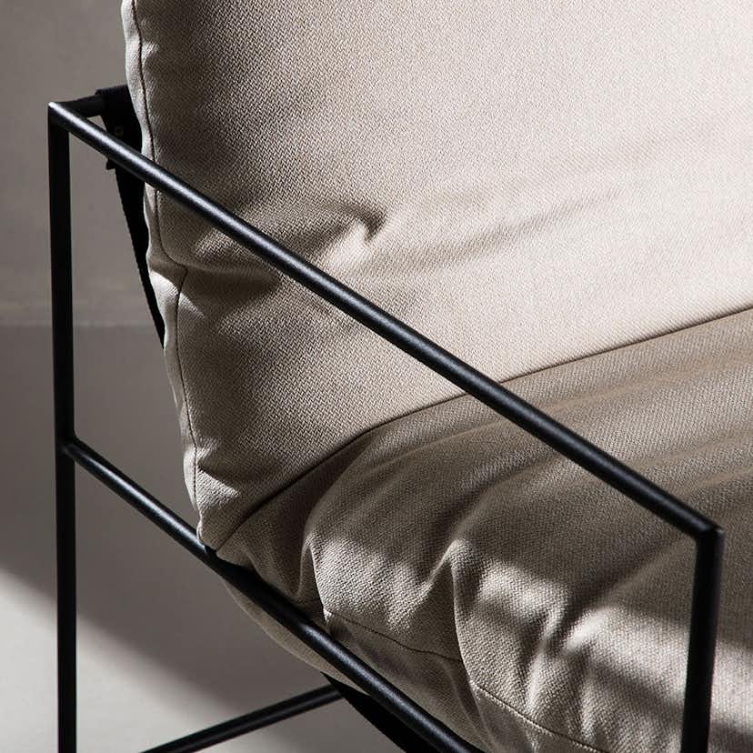 Fåtölj Venture Home Sedalia Beige Linne med Svart Minimalistisk Stålstomme