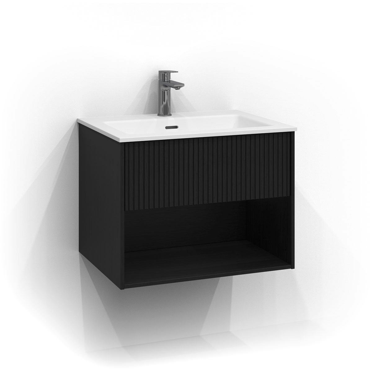 Tvättställsskåp Svedbergs Epos 60x45 med 1 Låda och Öppen Förvaring